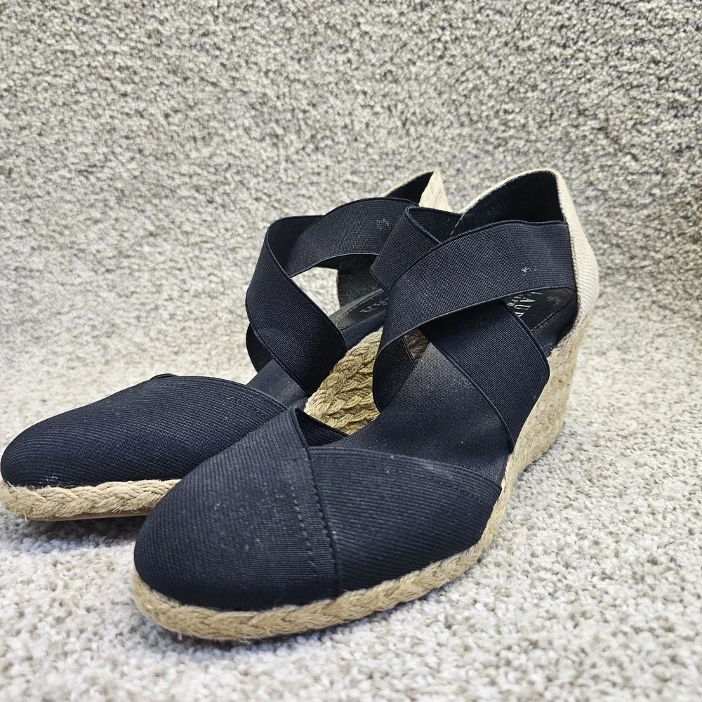 Lauren Ralph Lauren Charla‎ Espadrille Elastic Closed Toe Navy Wedge Sz 10B